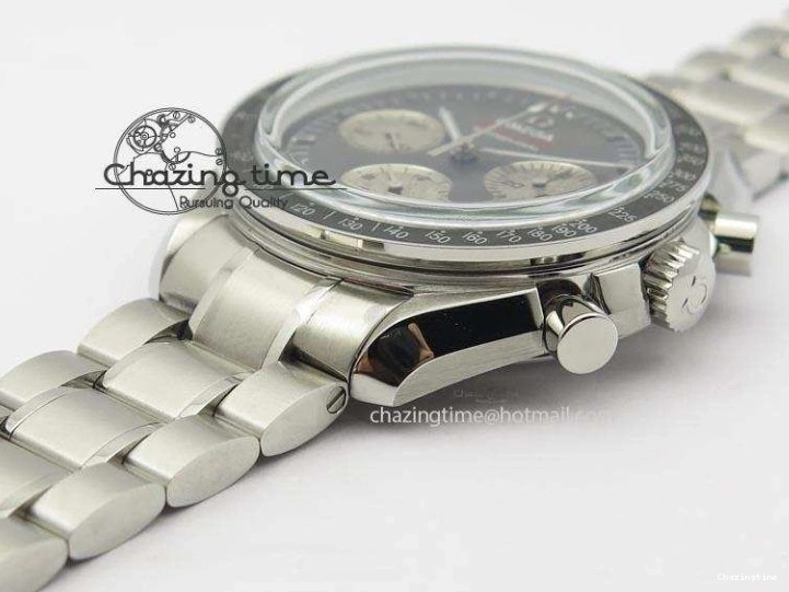 0206 Modern Speedmaster Apollo XVII Gray Dial On SS Bracelet Manual Winding Chrono Movement 8223